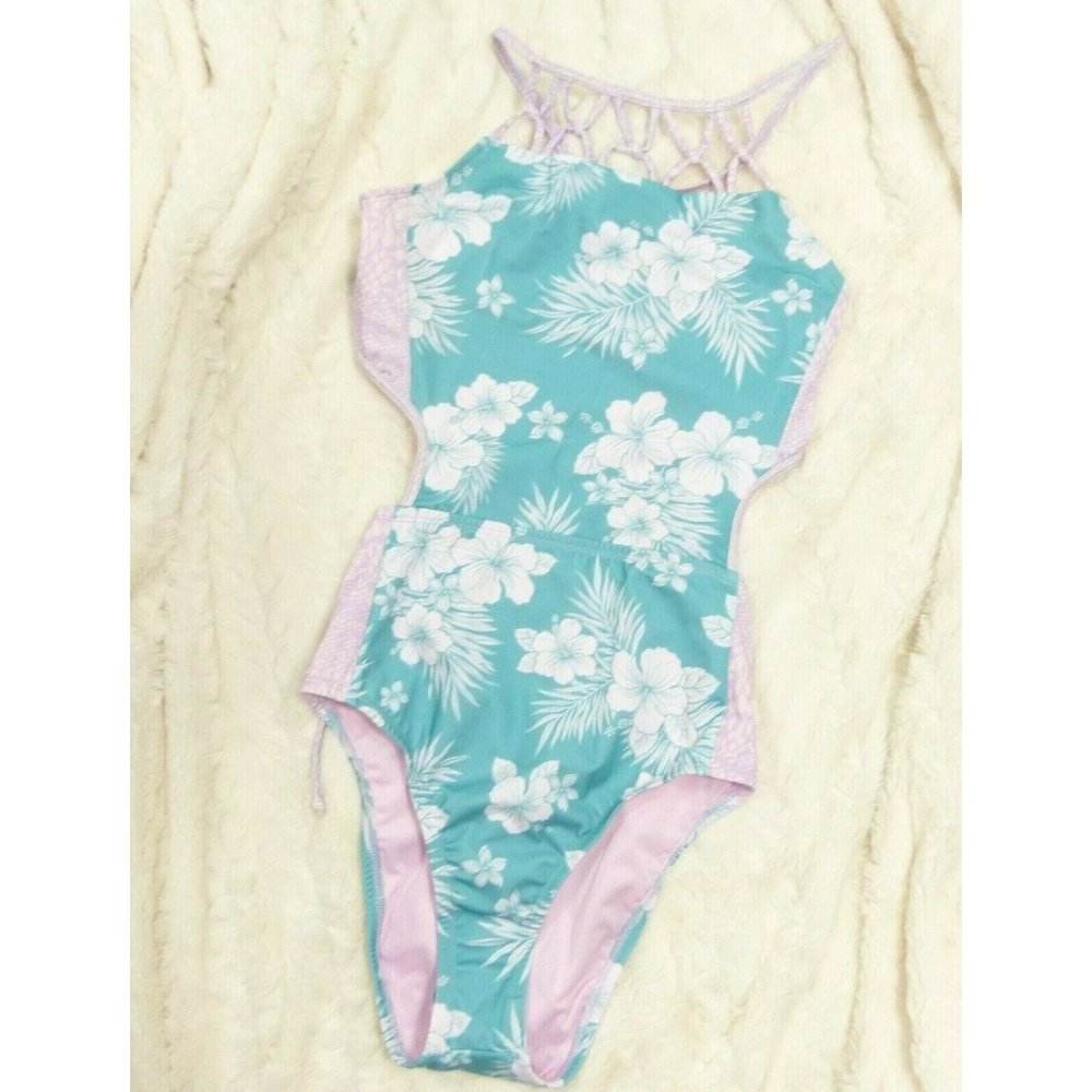 Heart And Harmony Girls Swimwear Blue Size 16 High Neck One Piece